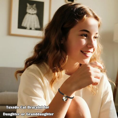 لطيف سهرة القط سوار للنساء الرجال، أبيض وأسود سهرة القط هدايا لمحبي القطط، سهرة القط مجوهرات هدية لعيد الميلاد عيد الميلاد in Kuwait