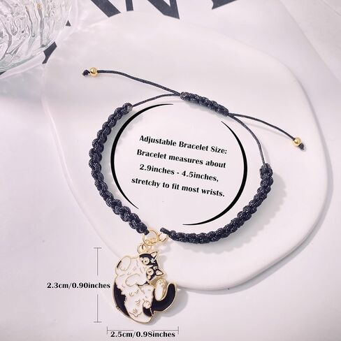 لطيف سهرة القط سوار للنساء الرجال، أبيض وأسود سهرة القط هدايا لمحبي القطط، سهرة القط مجوهرات هدية لعيد الميلاد عيد الميلاد in Kuwait