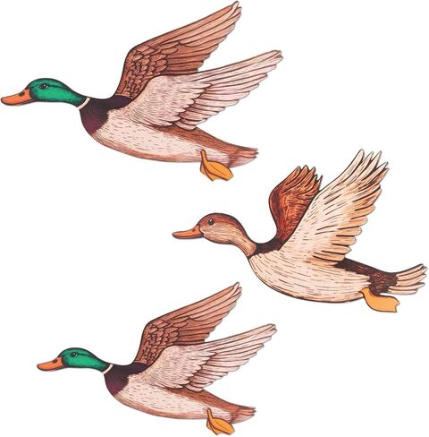 Goktvai 3pcs Wooden Mallard Duck Wall Decor, 3 Size Duck Hunting Wall Decor Rustic Farmhouse Art Decoration for Entryway Nursery Living Room Housewarming Gift in Kuwait