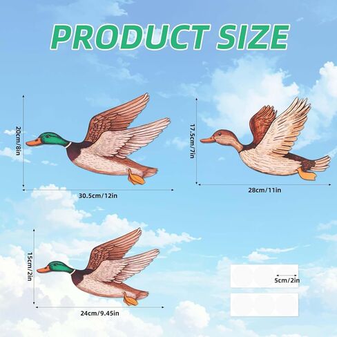 Goktvai 3pcs Wooden Mallard Duck Wall Decor, 3 Size Duck Hunting Wall Decor Rustic Farmhouse Art Decoration for Entryway Nursery Living Room Housewarming Gift in Kuwait