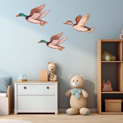 Goktvai 3pcs Wooden Mallard Duck Wall Decor, 3 Size Duck Hunting Wall Decor Rustic Farmhouse Art Decoration for Entryway Nursery Living Room Housewarming Gift in Kuwait