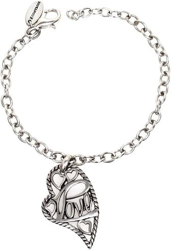 Controse Women's Silver-Toned Stainless Steel Free Love Bracelet 7" Plus 1" Extender in Kuwait