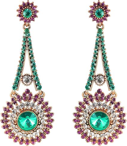 Touchstone Indian Bollywood Majestic Touch Rhinestone Victorian Theme Wedding or Evening Long Bridal Chandelier Designer Jewelry Earrings For Women. in Saudi Arabia