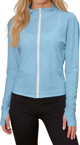 Women's Upf 50+ Lightweight Athletic Jacket Sun Protection Full Zip Long Sleeve Hiking Outdoor Shirts in Saudi Arabia
