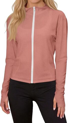 Women's Upf 50+ Lightweight Athletic Jacket Sun Protection Full Zip Long Sleeve Hiking Outdoor Shirts in Saudi Arabia