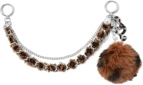 Pom Pom Bag Charm Chain for Women, Cute Plush Pom Purse Chains Bag Extender Chain for Handbags in Kuwait