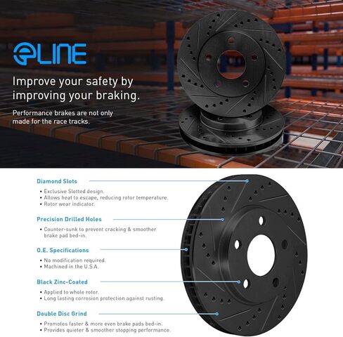 R1 Concepts Front and Rear Brake Kit For 2001-2006 BMW 330Ci, 2001-2005 BMW 330i, 330xi| Drilled Slotted Brake Rotors| Ceramic Brake Pads and Rotors Kit in Kuwait