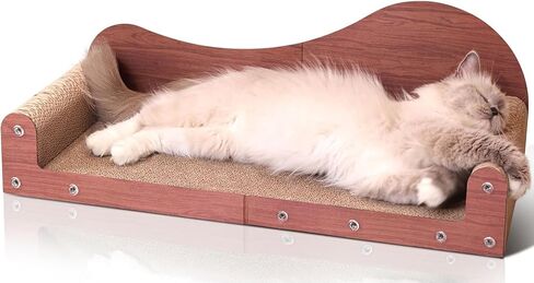 ComSaf Large Cat Scratcher Bed - 26" Cat Scratching Board Cat Couch Scratcher Cardboard, Durable Scratch Lounge Cat Bed, Long Lasting Scartching Pads for Indoor Cats, Furniture Protector in Saudi Arabia