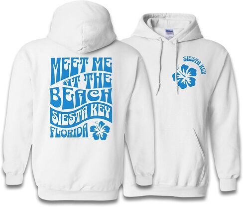 TeesAndTankYou Retro Siesta Key Florida Front and Back Print Hoodie Sweatshirt Unisex in Saudi Arabia