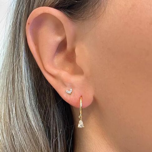 3Pairs Stud Earrings for Women Dainty 14K Gold Hoop Earrings Stacks Trendy Flat Back Earrings Earring Sets for Multiple Piercing Jewelry Gift for Girls in Kuwait