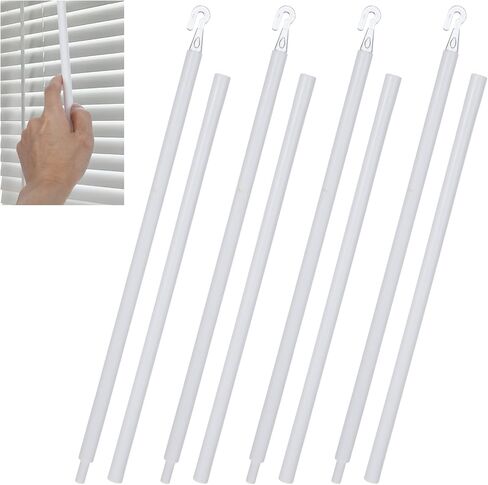 Thinp 4 Pcs Detachable Blind Wand Replacement 24 Inches Blind Wand with Hook White Plastic Blinds Sticks for Vertical Blinds Replacement Parts Cordless Curtains & More in Saudi Arabia