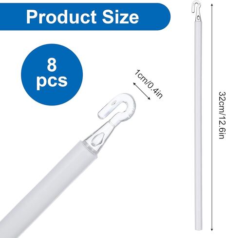 Thinp 4 Pcs Detachable Blind Wand Replacement 24 Inches Blind Wand with Hook White Plastic Blinds Sticks for Vertical Blinds Replacement Parts Cordless Curtains & More in Saudi Arabia