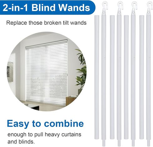 Thinp 4 Pcs Detachable Blind Wand Replacement 24 Inches Blind Wand with Hook White Plastic Blinds Sticks for Vertical Blinds Replacement Parts Cordless Curtains & More in Saudi Arabia