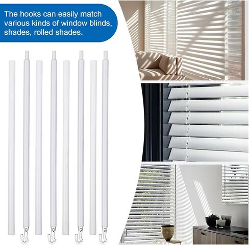 Thinp 4 Pcs Detachable Blind Wand Replacement 24 Inches Blind Wand with Hook White Plastic Blinds Sticks for Vertical Blinds Replacement Parts Cordless Curtains & More in Saudi Arabia