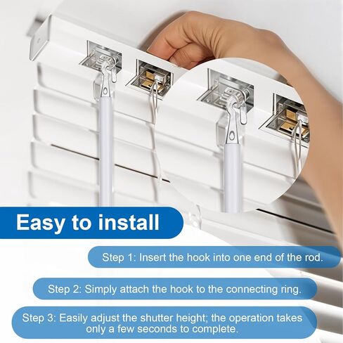Thinp 4 Pcs Detachable Blind Wand Replacement 24 Inches Blind Wand with Hook White Plastic Blinds Sticks for Vertical Blinds Replacement Parts Cordless Curtains & More in Saudi Arabia