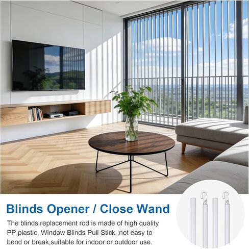 Thinp 4 Pcs Detachable Blind Wand Replacement 24 Inches Blind Wand with Hook White Plastic Blinds Sticks for Vertical Blinds Replacement Parts Cordless Curtains & More in Saudi Arabia
