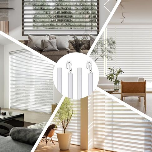Thinp 4 Pcs Detachable Blind Wand Replacement 24 Inches Blind Wand with Hook White Plastic Blinds Sticks for Vertical Blinds Replacement Parts Cordless Curtains & More in Saudi Arabia