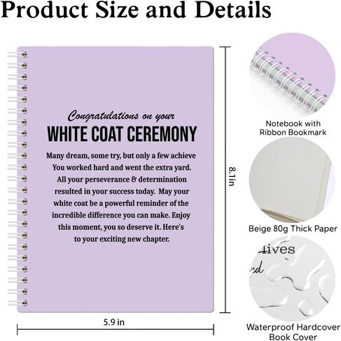 XQLZY Congratulations On Your White Coat Ceremony Purple Spiral Notebook, White Coat Ceremony Gifts for Daughter Son, Med School Graduation Gifts for Physical Therapy Doctor Nurse Medical Student in Saudi Arabia