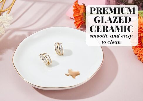 InnoBeta Texas Gifts for Women, Ceramic Ring Dish 4.75", Handcrafted Jewelry Tray, Decorative Trinket Dish for Rings Earrings Necklaces, Birthday & Mother’s Day Gift in Saudi Arabia