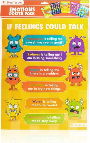 Open The Joy Emotions Poster Pack – Feelings Chart & Emotion Recognition Visuals for Kids | Social Emotional Learning (SEL) Posters for Preschool, Home & Classroom | Ages 2+ in Kuwait
