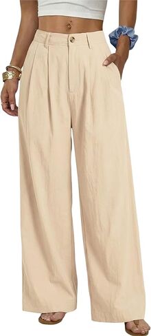 Allimy Women's Summer Ultra Lightweight Wide Leg Thin Tencel Cotton Work Dress Pants Dressy Casual 2026 in Kuwait