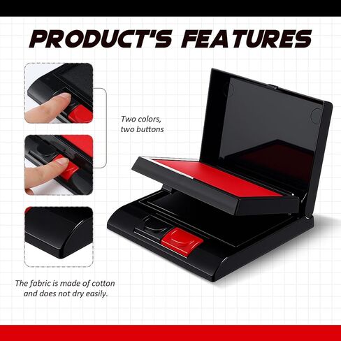 2 Set Two-Color Stamp Pad with Ink Refill, Red and Black 15ml Bottles of Ink Refill for Foam Felt Stamp Pads in Kuwait