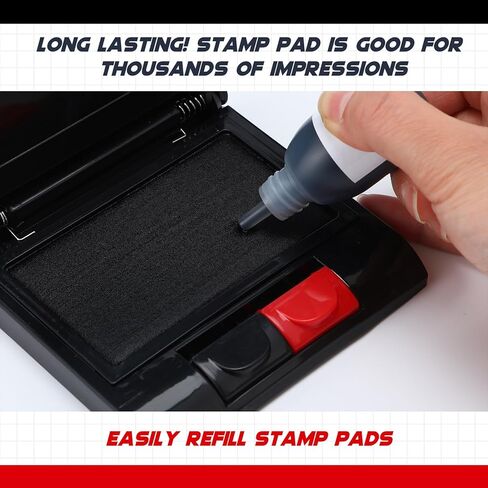 2 Set Two-Color Stamp Pad with Ink Refill, Red and Black 15ml Bottles of Ink Refill for Foam Felt Stamp Pads in Kuwait