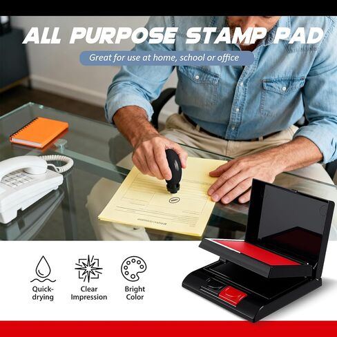 2 Set Two-Color Stamp Pad with Ink Refill, Red and Black 15ml Bottles of Ink Refill for Foam Felt Stamp Pads in Kuwait