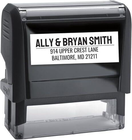 ختم مخصص للاسم والعنوان/ختم عنوان الإرجاع الصغير بالحبر الذاتي/ختم حبر أسود أنيق مخصص/صنع في الولايات المتحدة الأمريكية in Kuwait