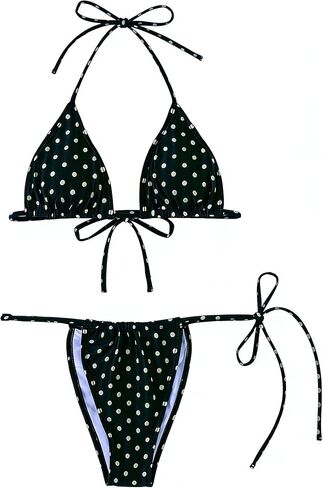 GORGLITTER Women's Polka Dots Bikini Sets Halter String Triangle Swimsuits High Cut Cheeky Bathing Suit in Saudi Arabia
