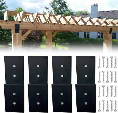 12.5" x 5" Z-Shape Brackets,Heavy Duty Steel Brackets for Wood Post to Beam Support,Double Angle Channel Profile Corner Brace for Wood Shelves Fixing Lumber Connector Pergola Brackets(4Pack) in Saudi Arabia