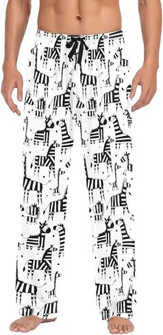 ZZKKO Pajamas Pants for Men Acoustic Guitar Music Notes Men's Pajama Bottoms 100% Cotton PJ Pants for Mens S-XXL in Kuwait