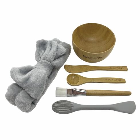 Face Mask Mixing Bowl Set Bamboo,8 Pcs Diy Facemask Mixing Tool Kit With Facial Mask Bowl,Spatula,Spoon,Brush,Empty Refilable Lotion Pump Bottle,Cream Jar and Dropper Bottle and Tray in Saudi Arabia