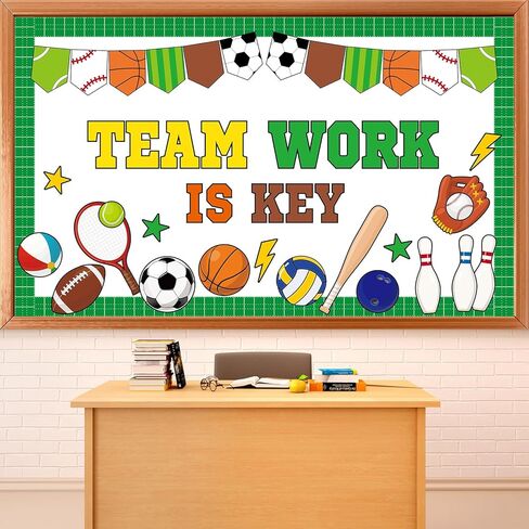 Sports Motivational Bulletin Board Set Back to School Team Work Is Key Paper Cutouts Growth Mindset Classroom Decor Football Positive Inspirational Bulletin Board for Wall Door Decor Teachers Supplies in Saudi Arabia