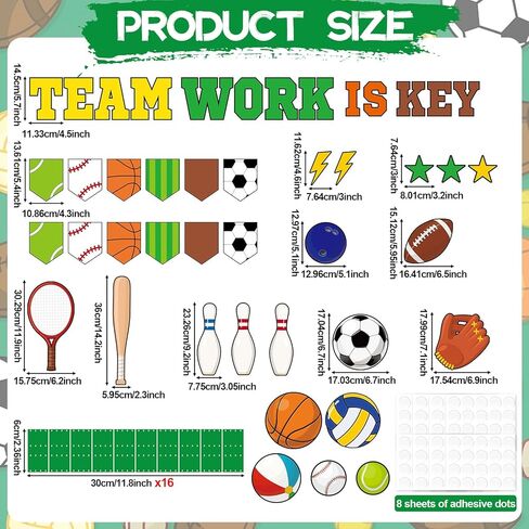 Sports Motivational Bulletin Board Set Back to School Team Work Is Key Paper Cutouts Growth Mindset Classroom Decor Football Positive Inspirational Bulletin Board for Wall Door Decor Teachers Supplies in Saudi Arabia
