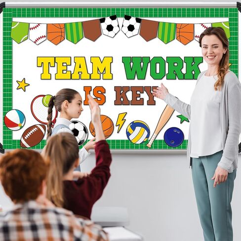 Sports Motivational Bulletin Board Set Back to School Team Work Is Key Paper Cutouts Growth Mindset Classroom Decor Football Positive Inspirational Bulletin Board for Wall Door Decor Teachers Supplies in Saudi Arabia
