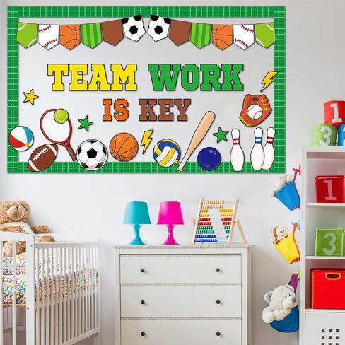 Sports Motivational Bulletin Board Set Back to School Team Work Is Key Paper Cutouts Growth Mindset Classroom Decor Football Positive Inspirational Bulletin Board for Wall Door Decor Teachers Supplies in Saudi Arabia