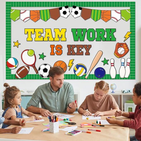 Sports Motivational Bulletin Board Set Back to School Team Work Is Key Paper Cutouts Growth Mindset Classroom Decor Football Positive Inspirational Bulletin Board for Wall Door Decor Teachers Supplies in Saudi Arabia