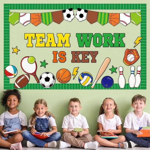 Sports Motivational Bulletin Board Set Back to School Team Work Is Key Paper Cutouts Growth Mindset Classroom Decor Football Positive Inspirational Bulletin Board for Wall Door Decor Teachers Supplies in Saudi Arabia