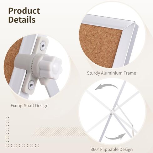 2 Pcs Cork Board, Desk Cork Bulletin Board for Home Office, Double-Sided Aluminum Hanging Bulletin Board Set, Includes 28 Push Pins, 15.75 x 11.81 in in Kuwait