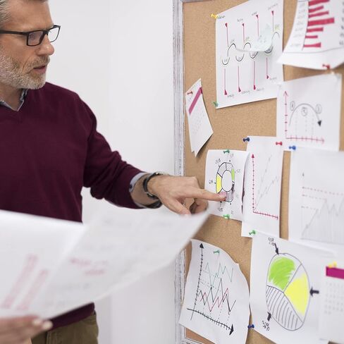 لوحة إعلانات Board2by Cork Board مقاس 36 × 48، لوحة فلين بإطار خشبي أبيض مقاس 4x3، لوحة مكتب لفلين الحائط، لوحة دبوس إشعار كبيرة مثبتة على الحائط مع 16 دبابيس دفع للمدرسة والمنزل والمكتب in Kuwait