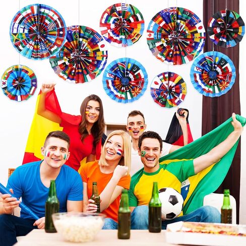 Outus 18 Pcs International World Flags Classroom Decorations Around the World Hanging Paper Fans Country Flags International Decor Party Banner Garland for Office Classroom Decor in Saudi Arabia