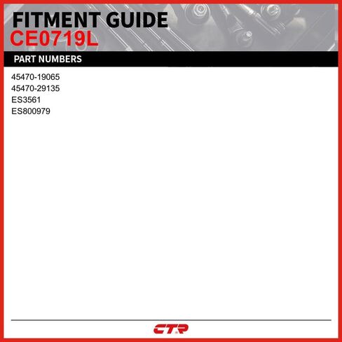 CTR CE0719L [OE Supplier] Front Left Outer Tie Rod End Compatible with LEXUS, TOYOTA Vehicles - Replaces 45470-19065, 45470-29135, ES3561, ES800979 in Saudi Arabia