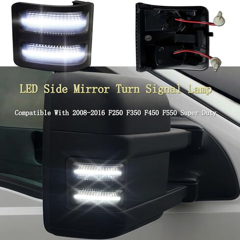 Switchback LED Side Mirror Marker Lights Compatible with 2008-2016 Ford F250 F350 F450 F550 Superduty Side Mirror Turn Signal Lights, Smoked Lens DRL Running Parking Tow 6000K White Lamp in Kuwait