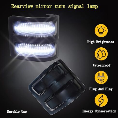 Switchback LED Side Mirror Marker Lights Compatible with 2008-2016 Ford F250 F350 F450 F550 Superduty Side Mirror Turn Signal Lights, Smoked Lens DRL Running Parking Tow 6000K White Lamp in Kuwait