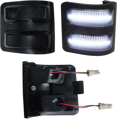 Switchback LED Side Mirror Marker Lights Compatible with 2008-2016 Ford F250 F350 F450 F550 Superduty Side Mirror Turn Signal Lights, Smoked Lens DRL Running Parking Tow 6000K White Lamp in Kuwait