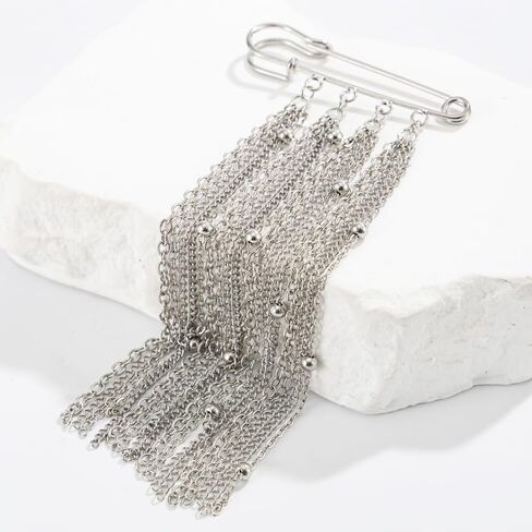 Tassel Chain Brooch,Vintage Brooches Shawl Pins Fashion Sweater Shawl Clips Collar Brooch for Women Men in Saudi Arabia