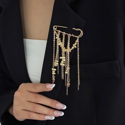 Tassel Chain Brooch,Vintage Brooches Shawl Pins Fashion Sweater Shawl Clips Collar Brooch for Women Men in Saudi Arabia