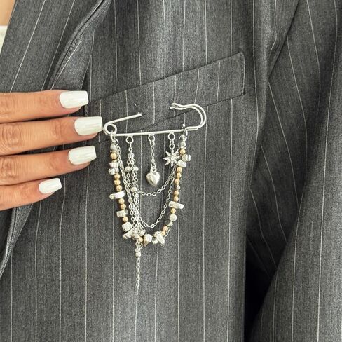 Tassel Chain Brooch,Vintage Brooches Shawl Pins Fashion Sweater Shawl Clips Collar Brooch for Women Men in Saudi Arabia