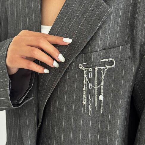 Tassel Chain Brooch,Vintage Brooches Shawl Pins Fashion Sweater Shawl Clips Collar Brooch for Women Men in Saudi Arabia